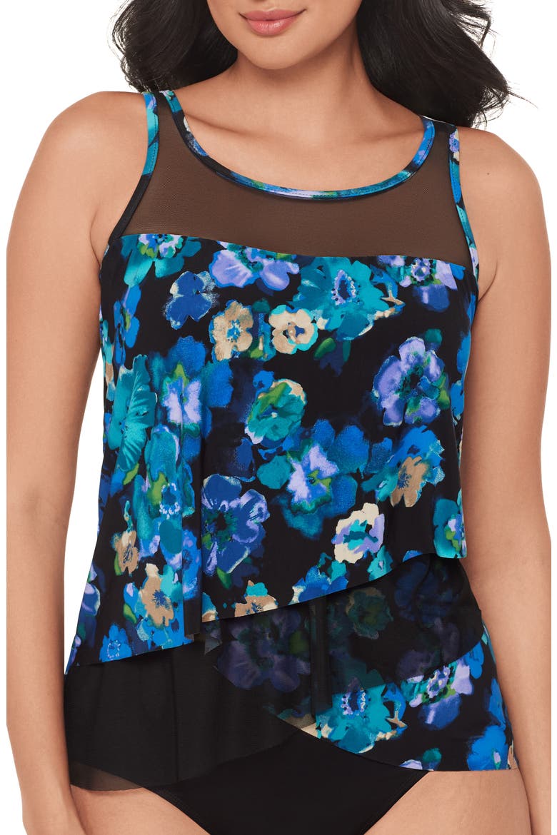 Secret Garden Mirage Tankini, Main, color, BLACK/ MULTI