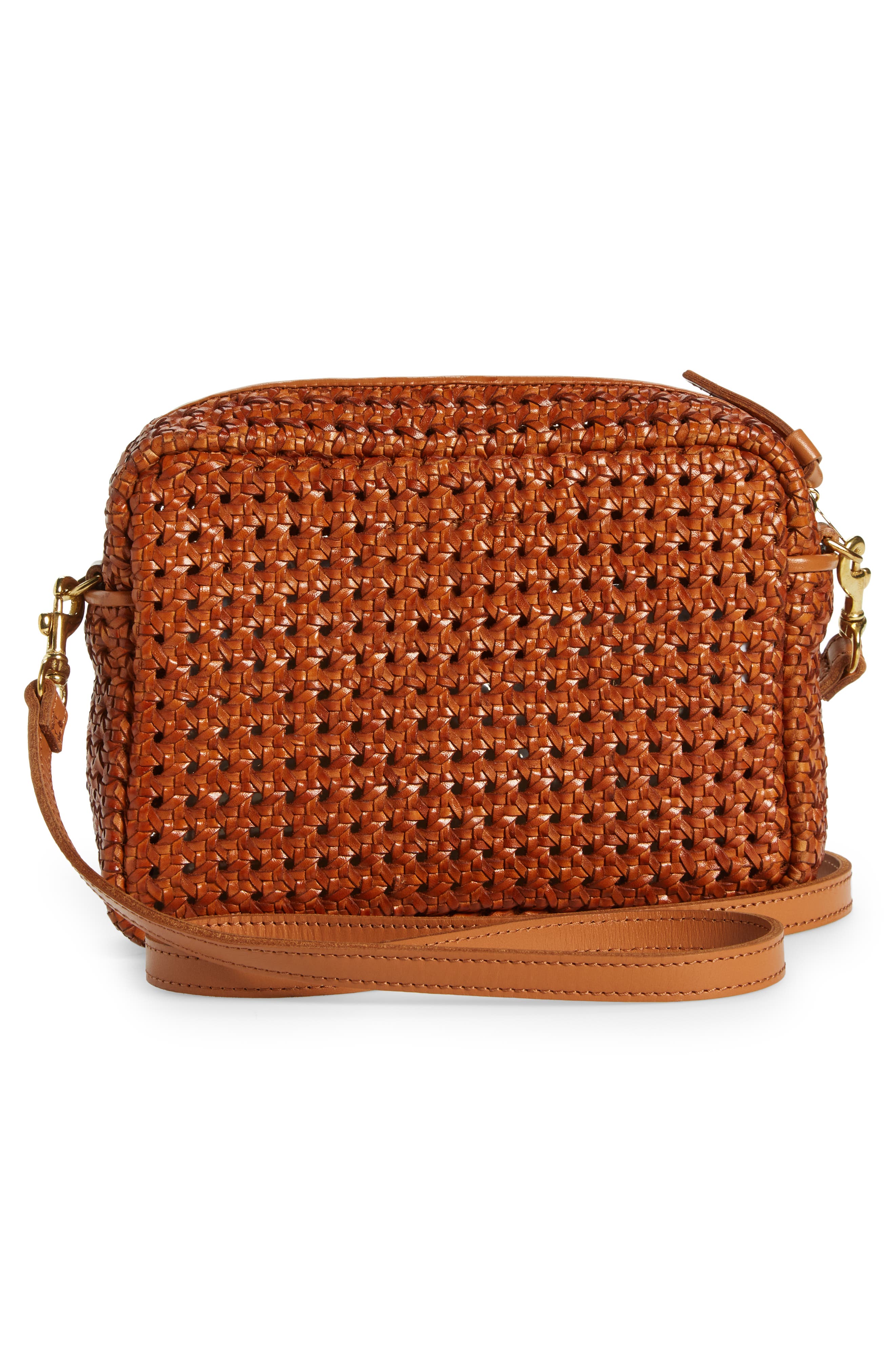 Clare V. Midi Sac Woven Leather Crossbody Bag, Alternate, color, 