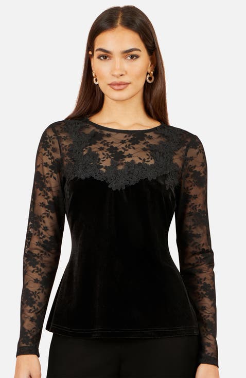 Lace Applique Long Sleeve Top