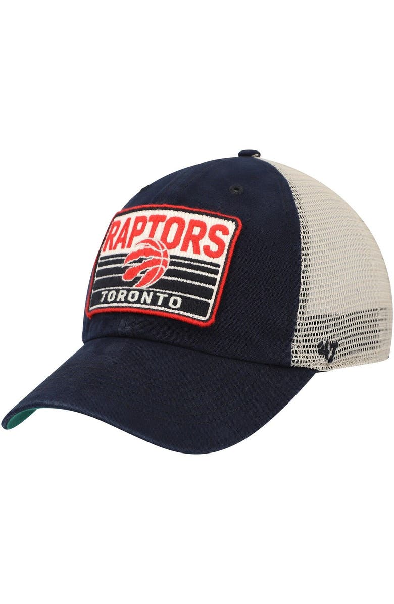'47 Men's '47 Black/Natural Toronto Raptors Four Stroke Clean Up Snapback Hat, Main, color, 