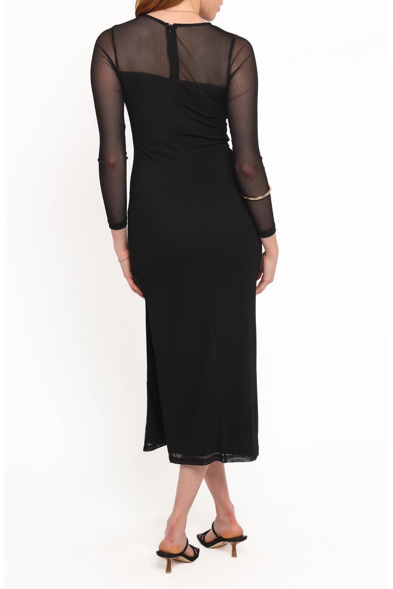 Famille Long Sleeve Midi Dress, Alternate, color, BLACK