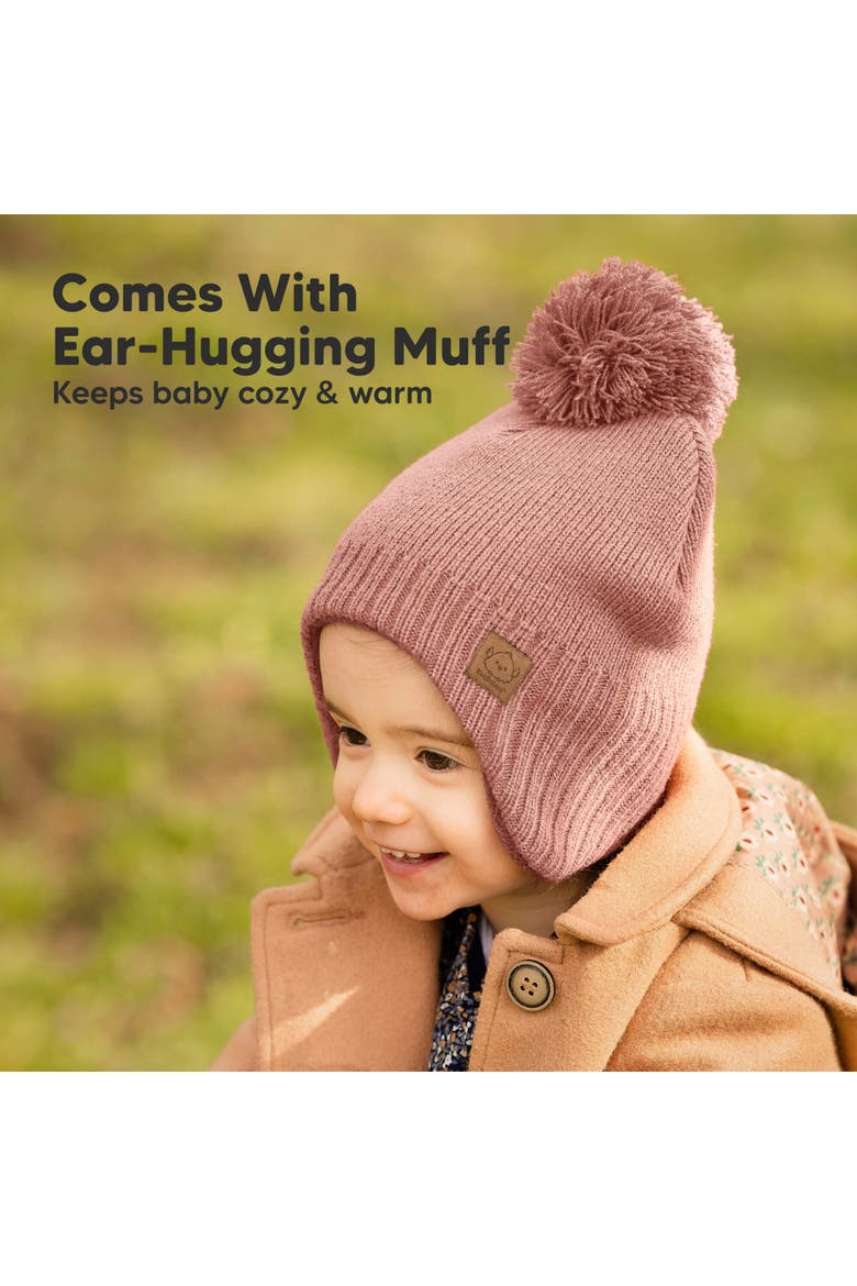 Muff Knitted Beanie, Alternate, color, Tea Rose