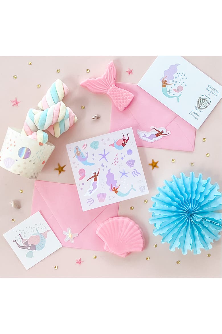 Mermaid Party Favor Set - Pack of 2 Tattoos and 4 Sticker Sheets, Alternate, color, Assorted Pre-Pack