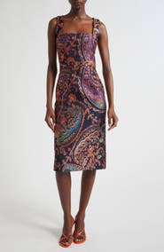 Etro Paisley Jacquard Sleeveless Sheath Dress