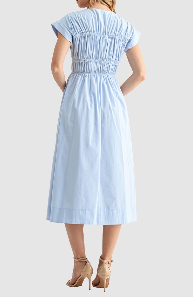 Lush Ruched Tie Front Midi Dress, Alternate, color, Light Blue