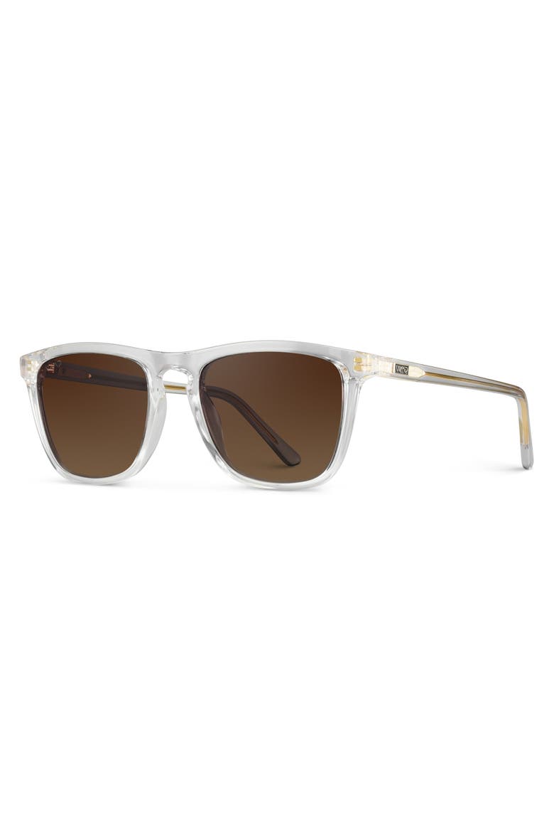 Wesley - 53mm Modern Rectangular Polarized Sunglasses, Alternate, color, Clear