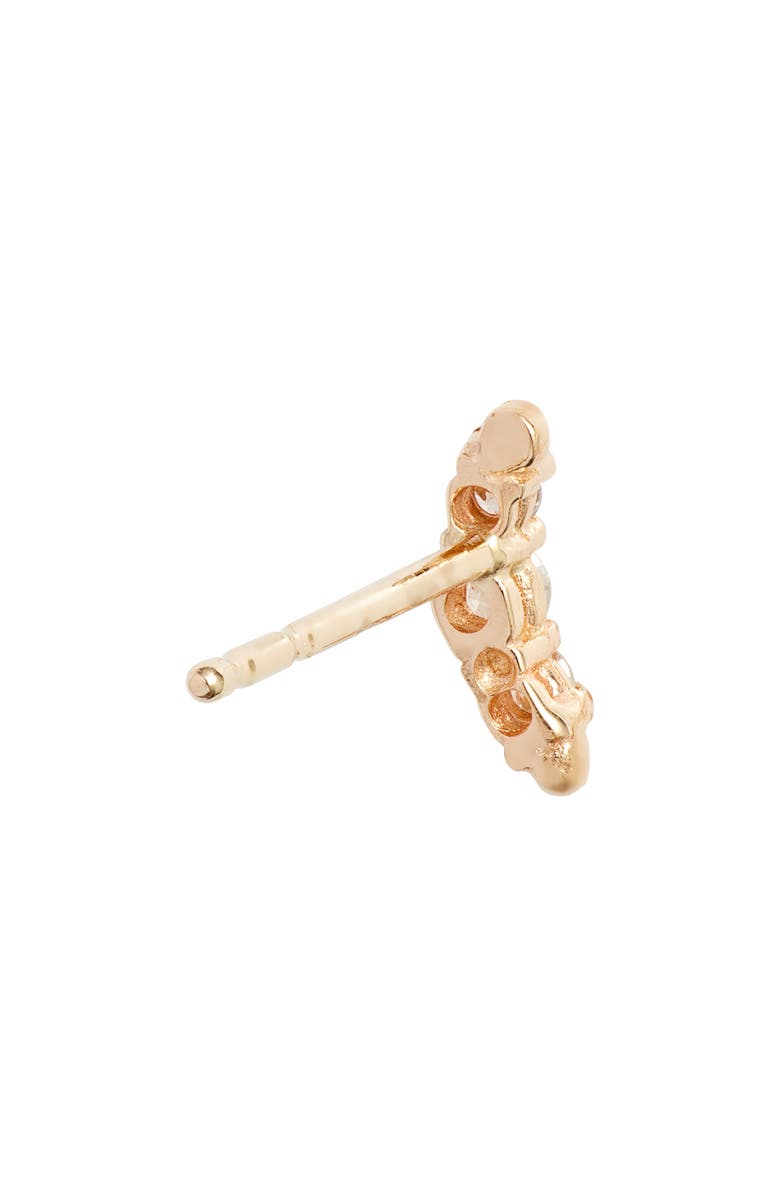 Anzie x Mel Soldera Single Croissant Stud Earring, Alternate, color, Yellow Gold/ Diamond