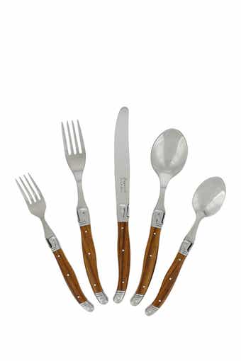 FRENCH HOME 20-Piece Laguiole Wood Grain Flatware Set