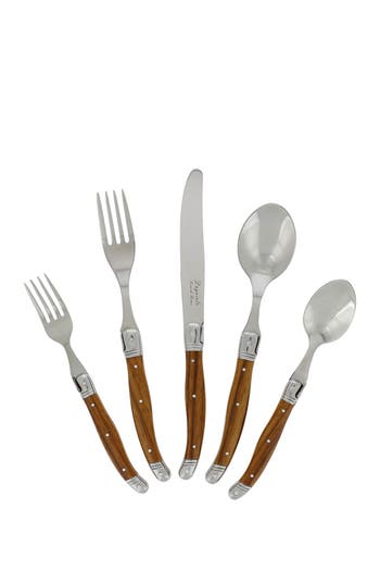 Shop French Home 20-piece Laguiole Wood Grain Flatware Set