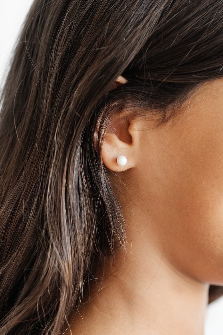 Pearl Stud Earrings, Alternate, color, White