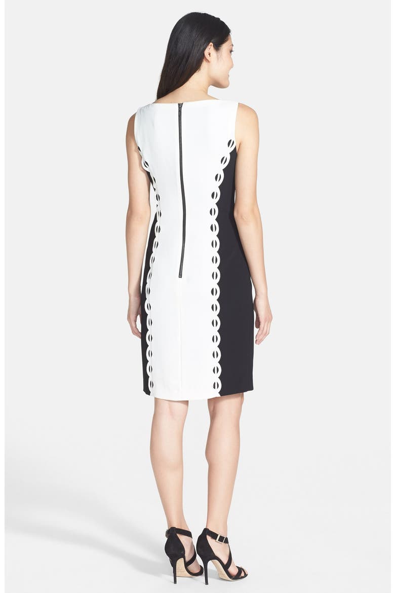 Laser Cut Crepe Dress, Alternate, color, BLACK/ WHITE