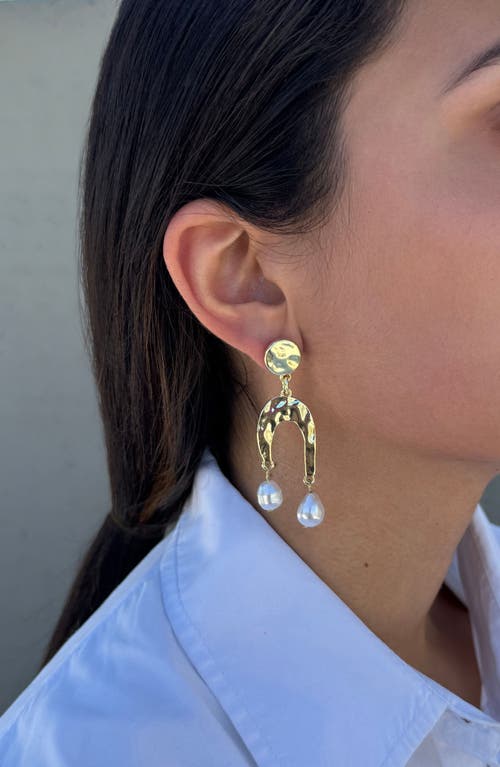 Adornia Hammered Faux Pearl Drop Earrings In Multi