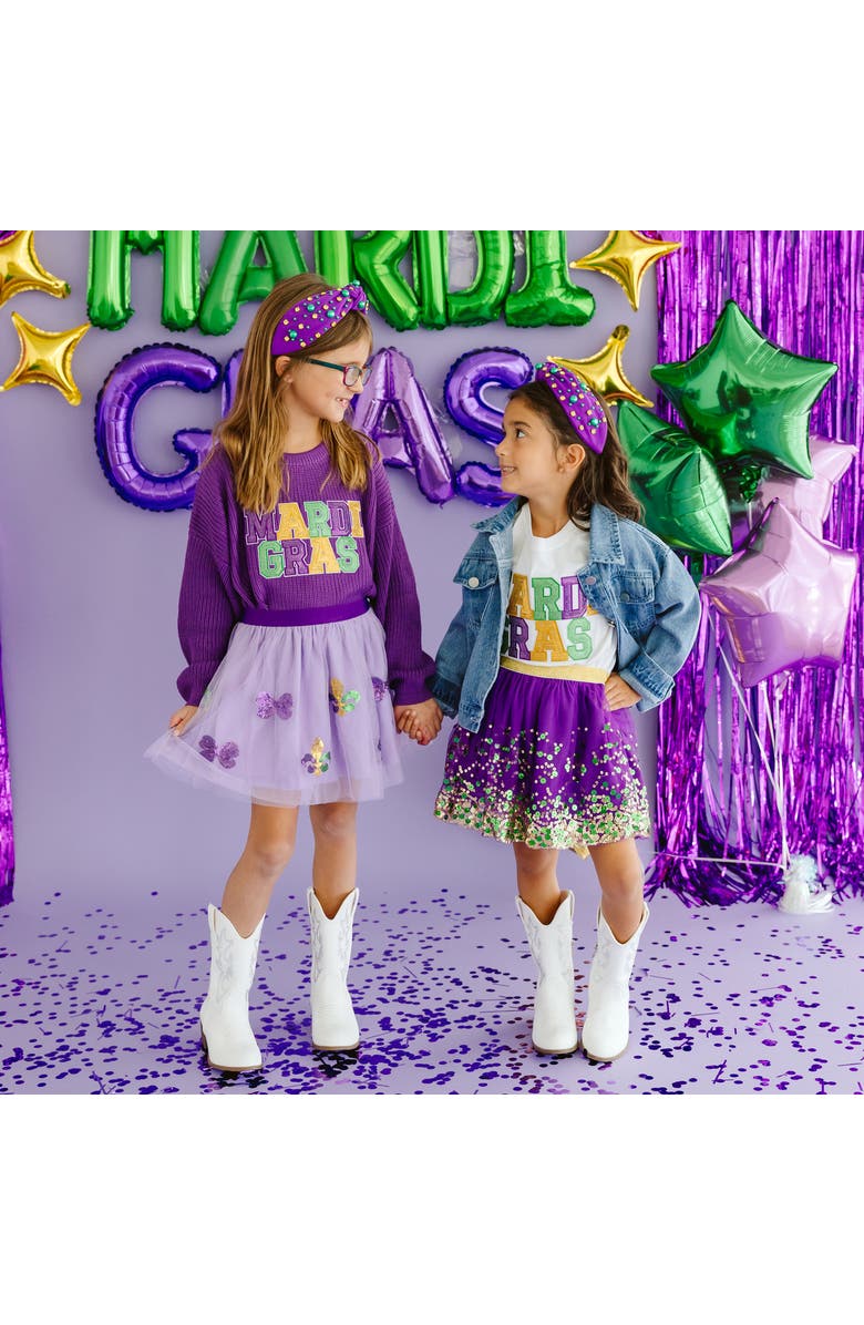 Sweet Wink Mardi Gras Knit Sweater, Alternate, color, Purple