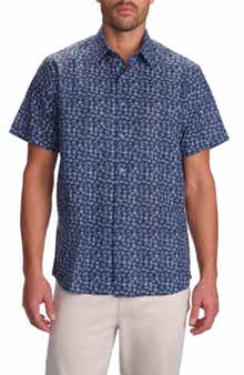 STUDIO GARNET LOS ANGELES Floral Print Short Sleeve Cotton Button-Up Shirt