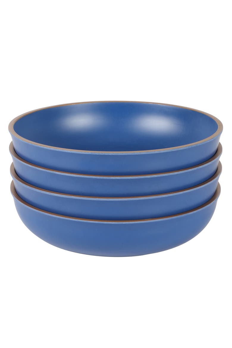 Rockabye 4 Piece 8.5 Inch Melamine Dinner Bowl Set, Main, color, Blue