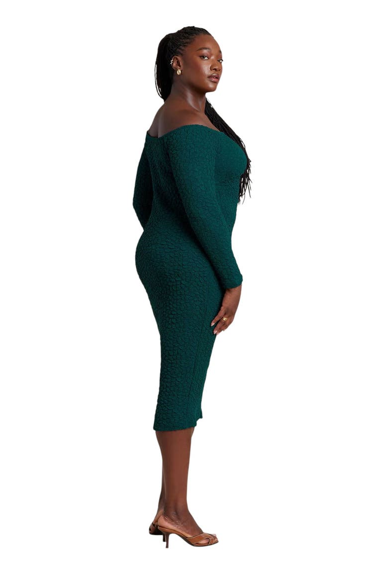 Off Shoulder Textured Dress, Alternate, color, EMERALD GREEN