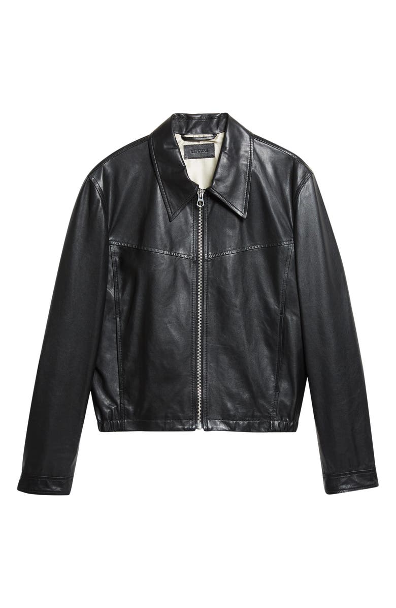 Lemaire Leather Blouson Biker Jacket, Main, color, Black