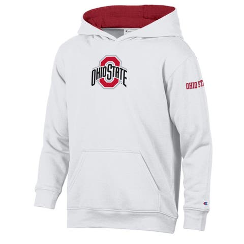 Youth Champion  White/Scarlet Ohio State Buckeyes Volume Fleece Hoodie