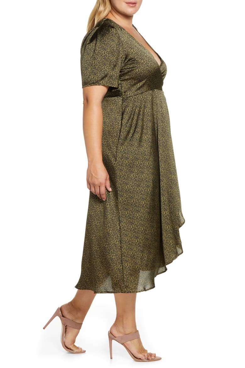 Lumi Puff Sleeve Wrap Dress, Alternate, color, DITSY LEOPARD OLIVE