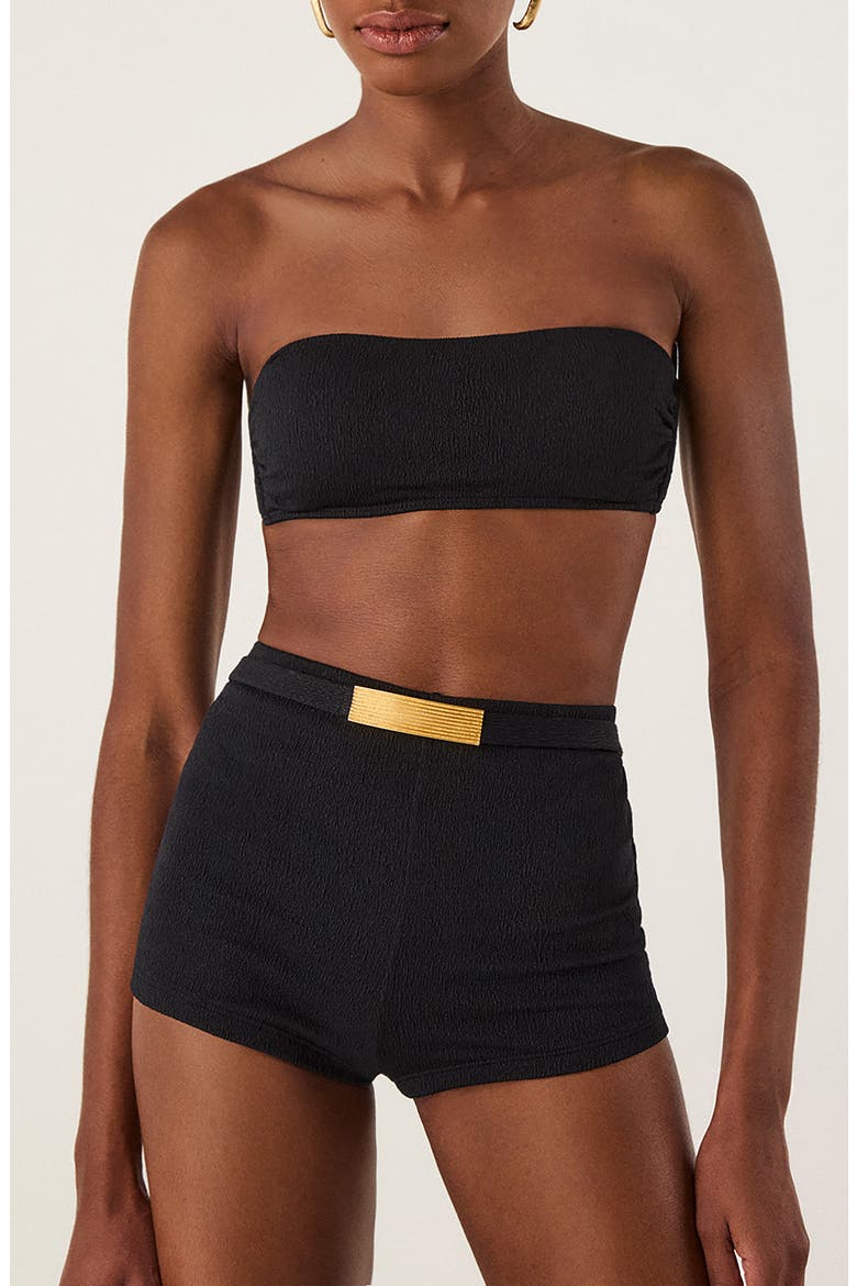Monica High Waist Swim Shorts, Main, color, BLACK