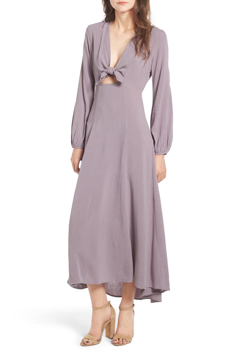 Front Tie Maxi Dress, Alternate, color, LILAC