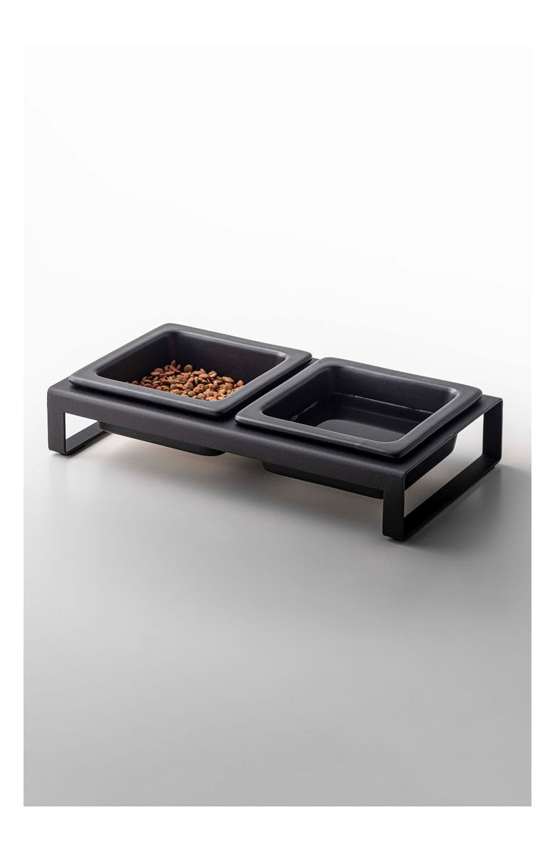 Yamazaki Short Elevated Double Bowl Pet Diner, Alternate, color, Black