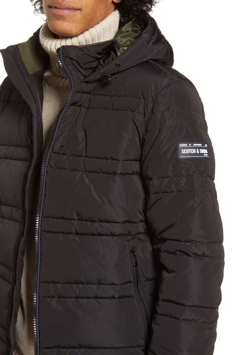 Scotch & Soda Channel Quilted Hooded Jacket, Alternate, color,