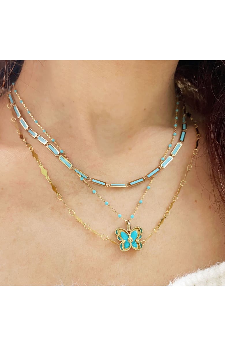 The Lovery Fine Jewelry Turquoise Bar Necklace, Alternate, color, Turquoise