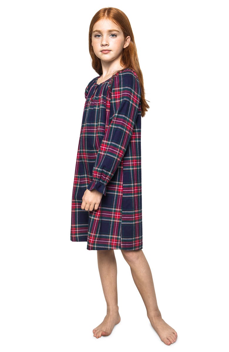 Petite Plume Kids' Plaid Flannel Nightgown, Alternate, color, Navy