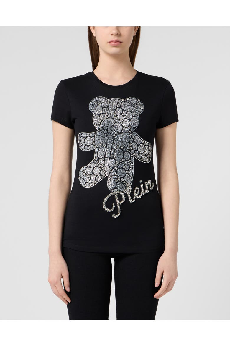 Sexy Pure Fit T-Shirt Teddy Crystal Women, Main, color, black