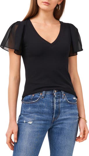 1.STATE Flutter Sleeve Rib Knit T-Shirt | Nordstrom