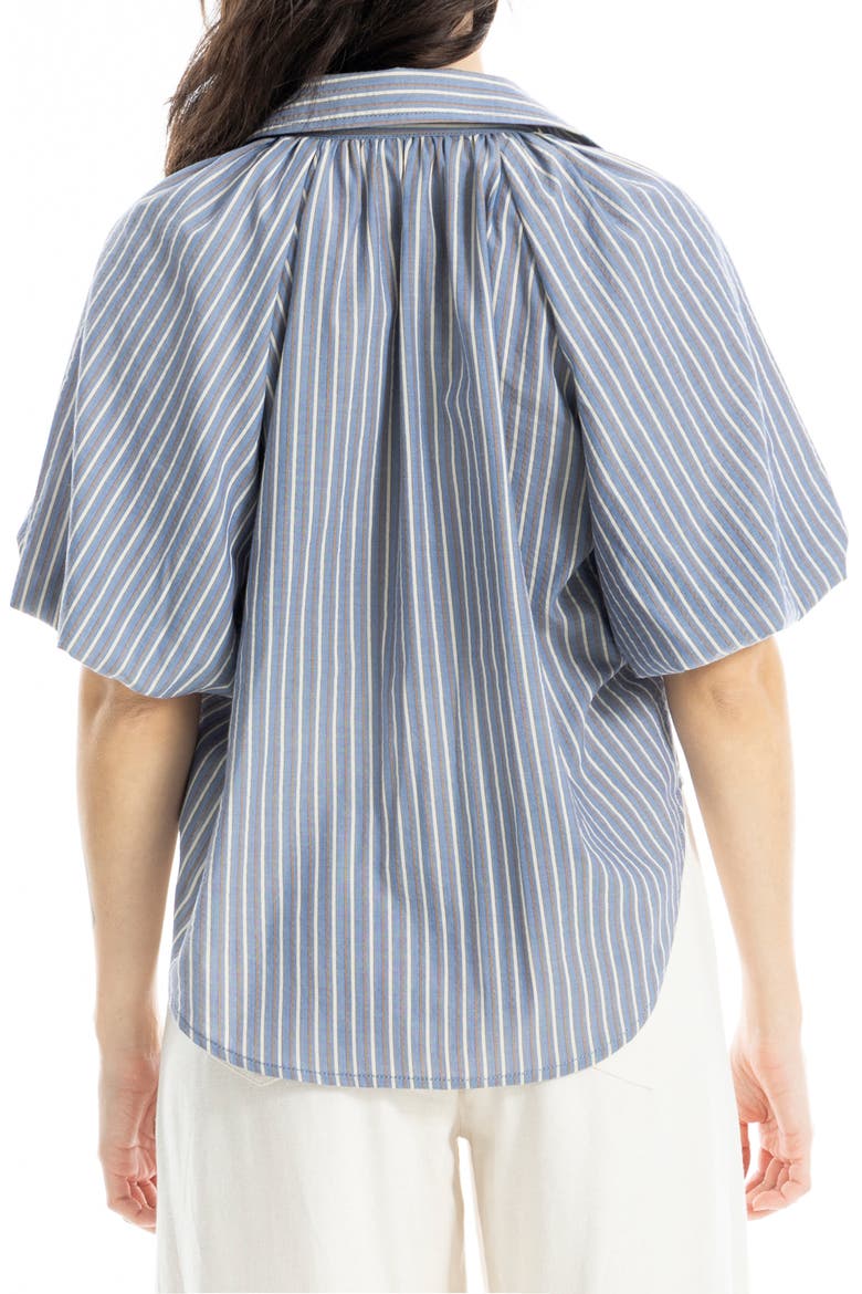 Bubble Sleeve Shirt, Alternate, color, DENIM/ CRM PINSTRIPE