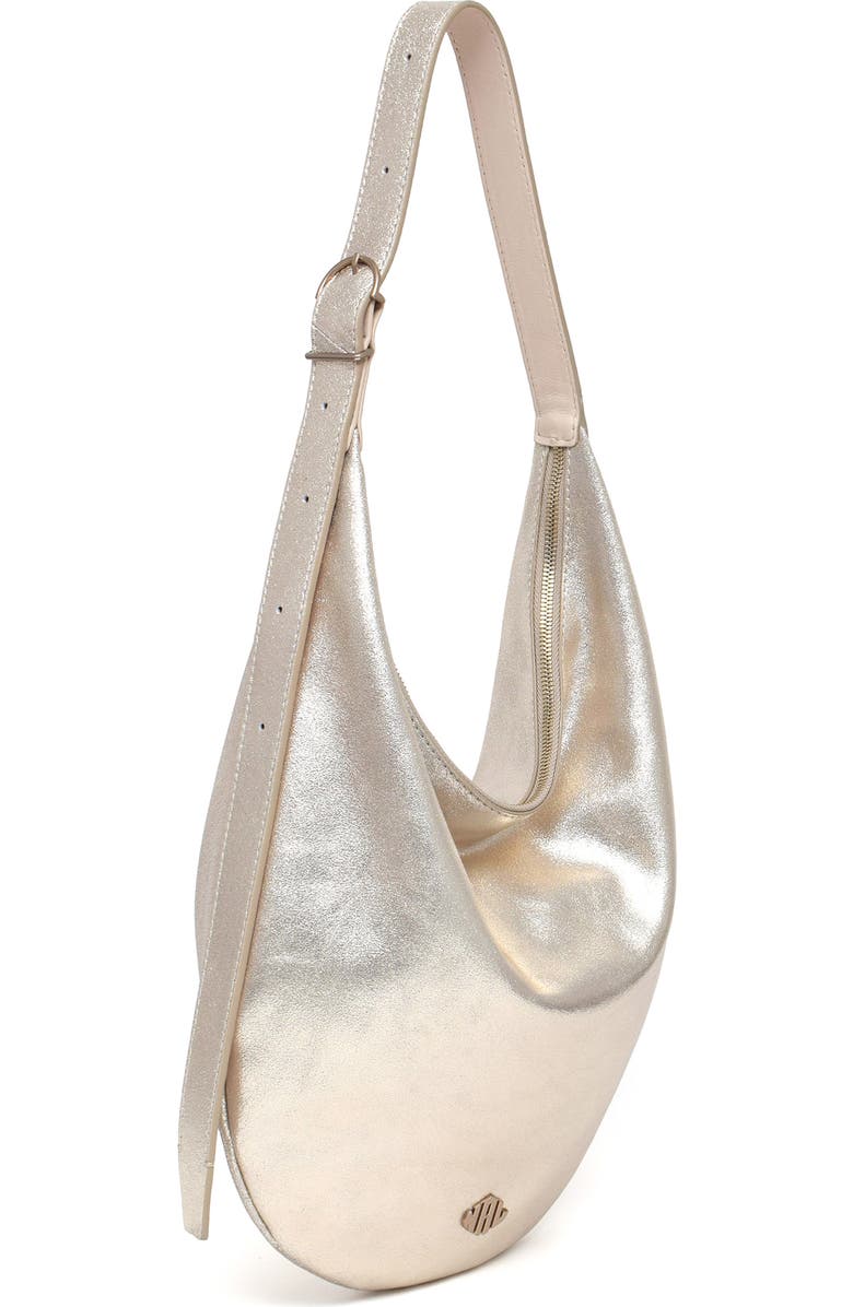 New Amsterdam Leatherworks Wyatt Metallic Hobo Bag, Alternate, color, Champagne