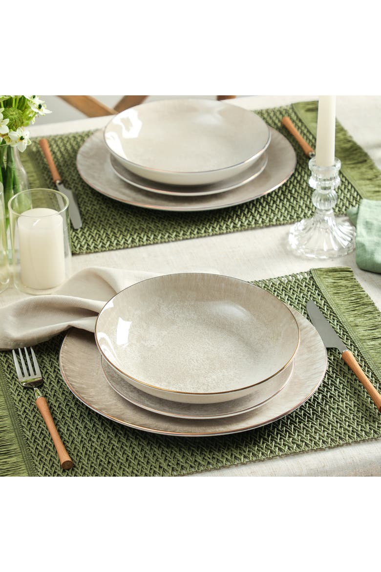 Onyx 12-Piece Dinnerware Set Porcelain, Service for 4, Alternate, color, Beige and Gold