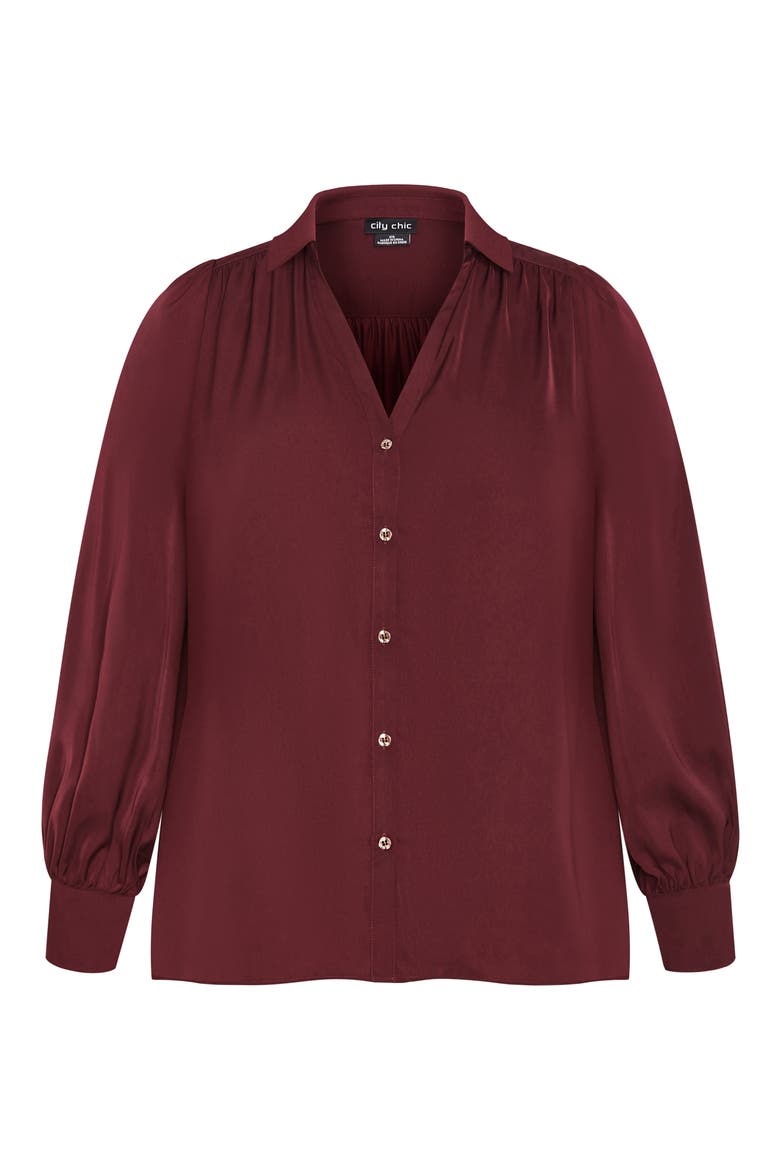 Jennifer Johnny Collar Button-Up Shirt, Alternate, color, RED