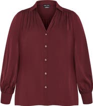 City Chic Jennifer Johnny Collar Button-Up Shirt