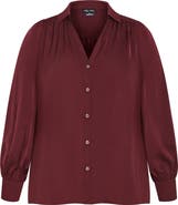 City Chic Jennifer Johnny Collar Button-Up Shirt