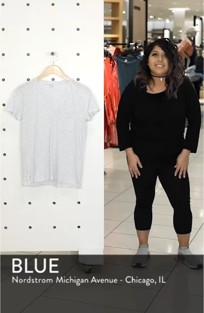 Whisper Cotton Stripe V-Neck Tee, sales video thumbnail