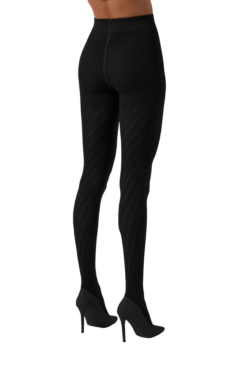 Wolford Dot Virgin Wool Blend Tights, Alternate, color, Black