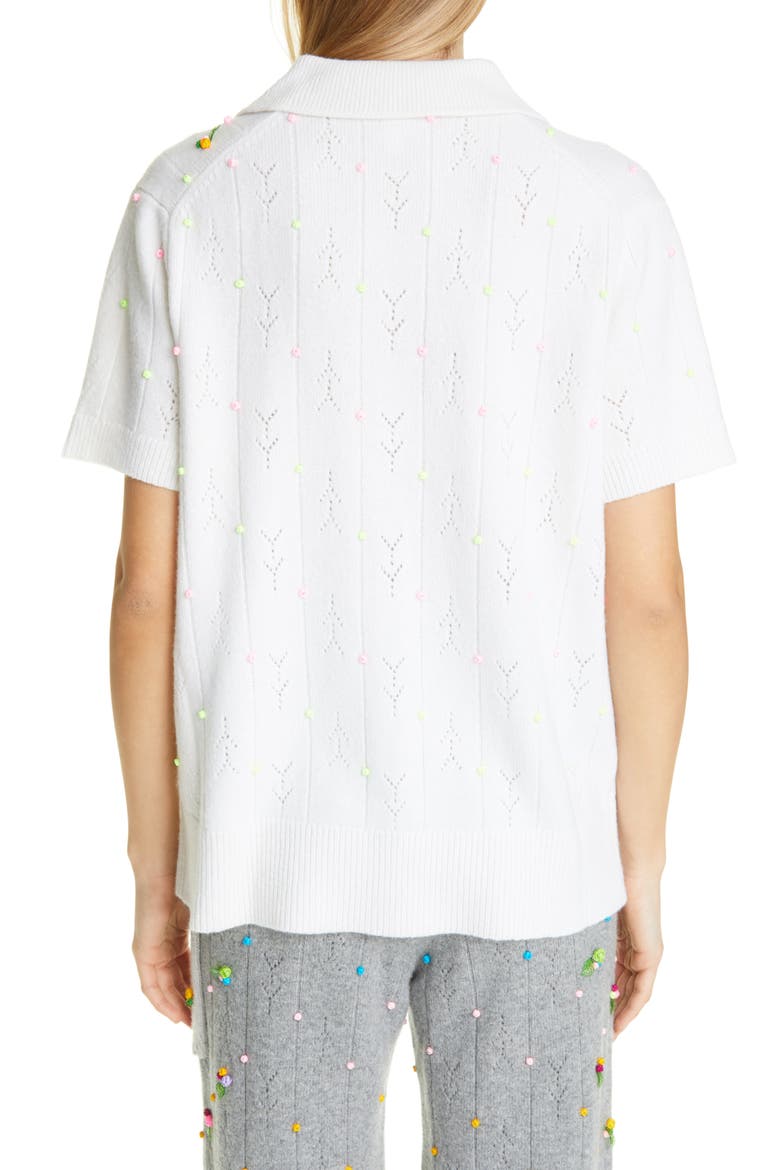 Rosie Oversize Short Sleeve Lambswool Cardigan, Alternate, color, ICE WHITE