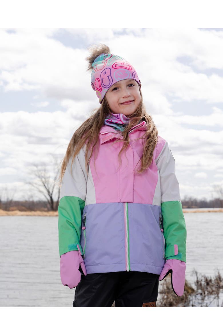 Stretch Jersey Hat Smileys with Pompom, Alternate, color, Multicolored Printed Smileys
