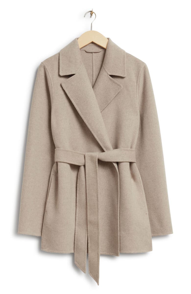 & Other Stories Belted Wool Blend Coat, Alternate, color, Mole