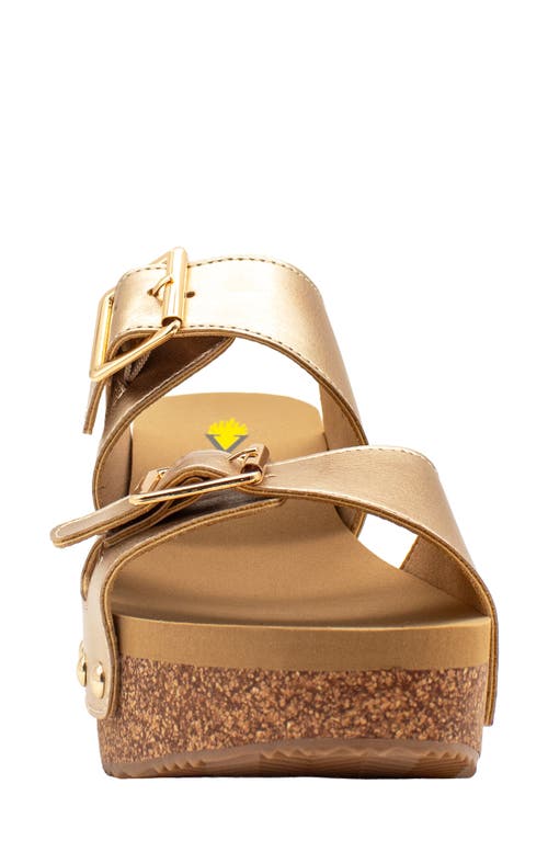 Volatile Gertrude Platform Wedge Slide Sandal In Gold