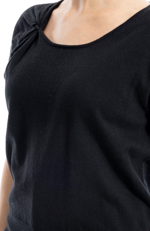 Max Studio Twist Neck Sweater Top In Black
