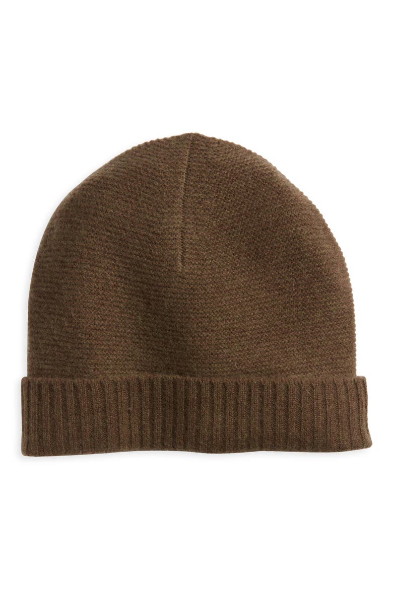 Wool & Cashmere Beanie, Main, color, OLIVE DARK