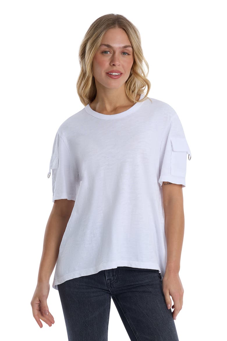 Round Neck Short Sleeve Hi-Lo, Main, color, White