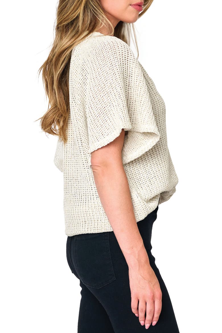 The Jordan Open Stitch Flutter Sleeve Sweater, Alternate, color, NATURAL