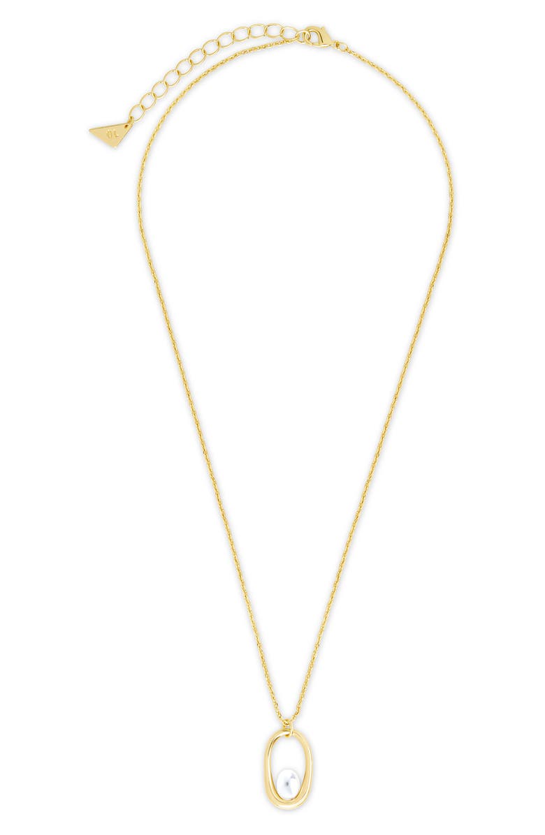 Sterling Forever Vera Faux Pearl Centered Pendant Necklace, Alternate, color, 