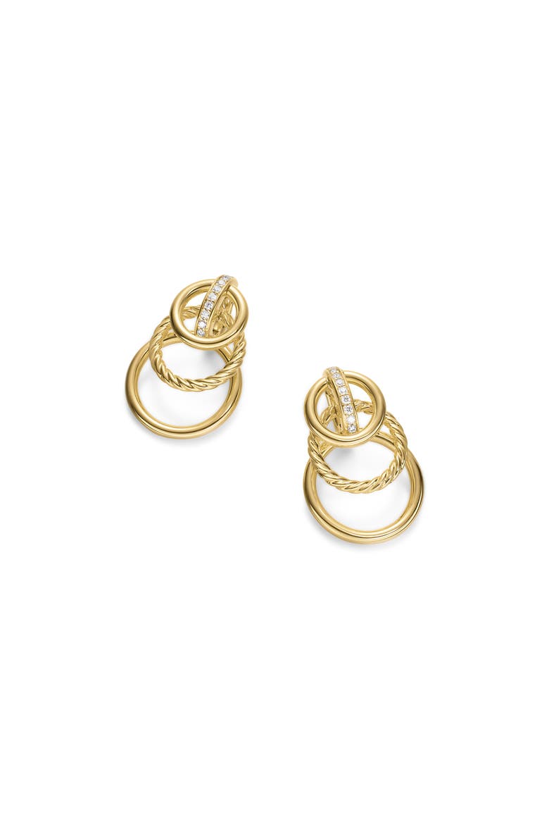 Mercer® Triple Ring Drop Earrings in 18K Yellow Gold with Diamonds, 35.6mm, Alternate, color, GOLD/ DIAMOND
