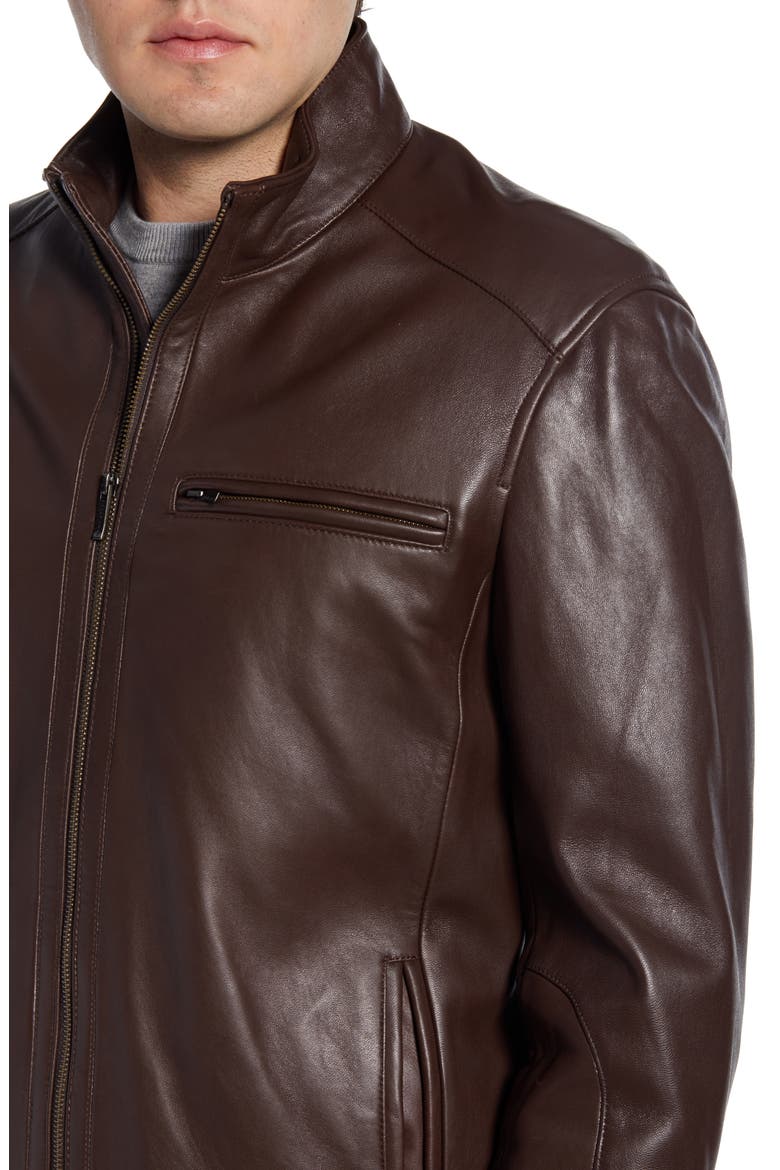 Lambskin Leather Moto Jacket, Alternate, color, JAVA